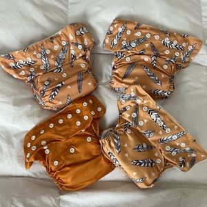 Alva Baby Cloth Diapers Nora’s Nursery Set of Four Pocket Diapers One Size